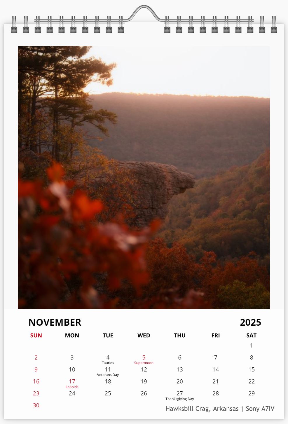 2025 Photography Calendar